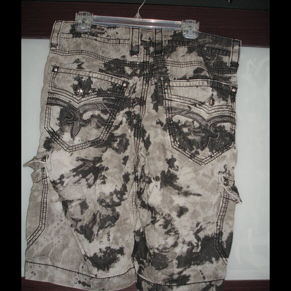 Rock Revival 34 Mens board shorts Grey black  Motled - Picture 2 of 3